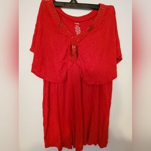 George Red Women's Blouse with Sequin Accent